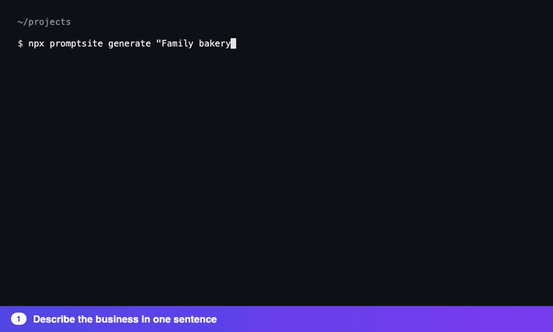 Generate a site from one sentence, edit it visually, publish it